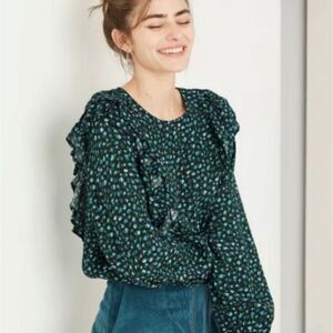 Wild Fable Women's Floral Ruffled Crop Top Blouse